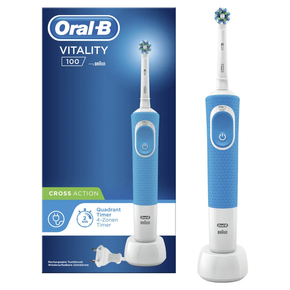 Oral-B Vitality 80327146 elektrikli diş fırçası Yetişkin Döner-titreşimli diş fırçası Mavi, Kırmızı Şarjlı Diş Fırçaları
