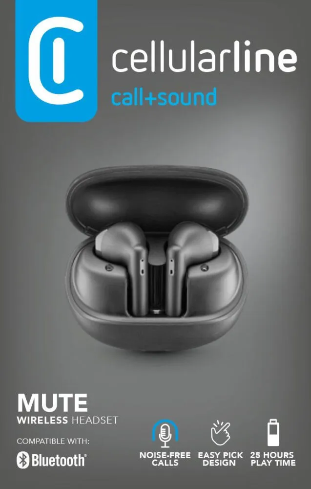 Cellularline Mute, Black BTMUTETWSK Bluetooth Kulaklık Thumbnail 2