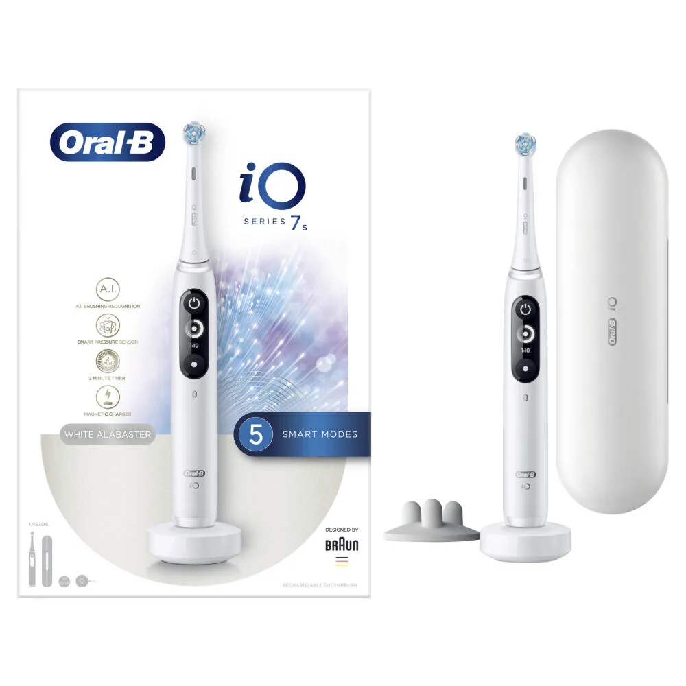 Oral-B iO 7s Yetişkin Titreşimli diş fırçası Beyaz Şarjlı Diş Fırçaları