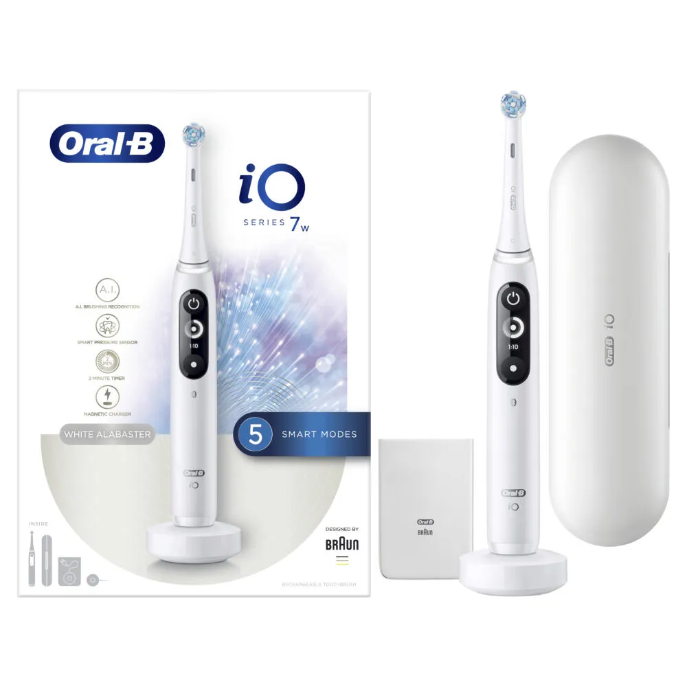 Oral-B iO 7w Yetişkin Titreşimli diş fırçası Beyaz Şarjlı Diş Fırçaları