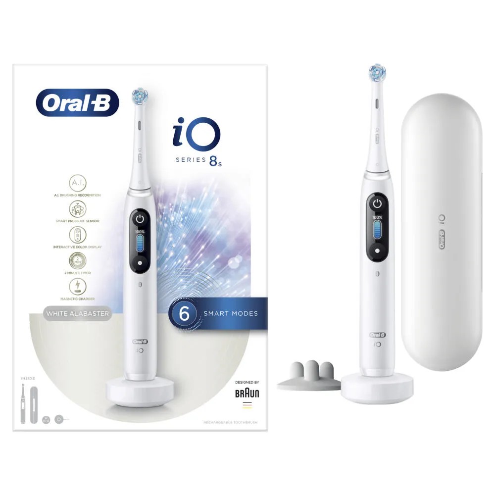 Oral-B iO 8s Yetişkin Titreşimli diş fırçası Beyaz, Gümüş Şarjlı Diş Fırçaları