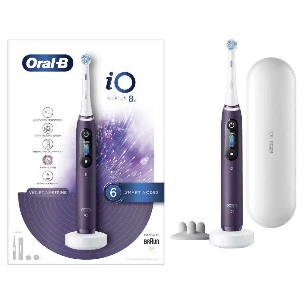 Oral-B iO 8s Yetişkin Titreşimli diş fırçası Mor, Beyaz Şarjlı Diş Fırçaları