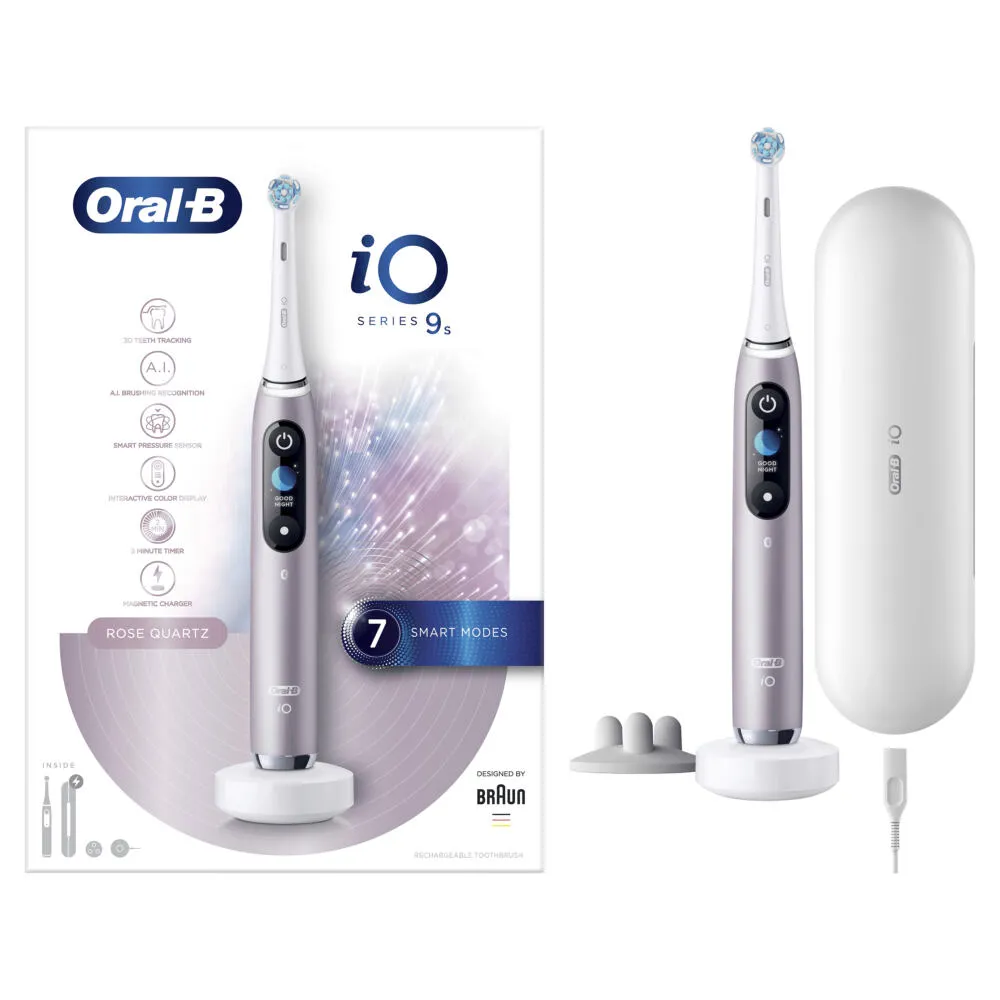 Oral-B iO Series 9s Yetişkin Titreşimli diş fırçası Gül, Beyaz Şarjlı Diş Fırçaları