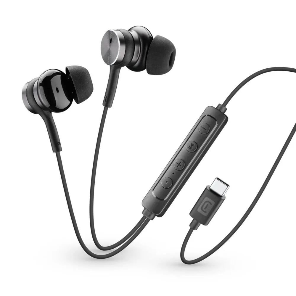 Cellularline AUANCTYPECK kulaklık ve mikrofonlu kulaklık Kablolu Kulak içi Aramalar/Müzik USB C Tipi Siyah