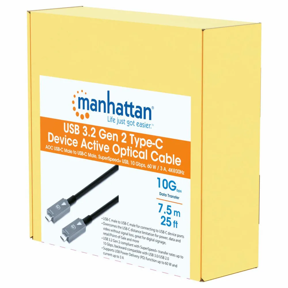 Manhattan 356442 USB kablo USB 3.2 Gen 2 (3.1 Gen 2) 7,5 m USB C Siyah Thumbnail 5