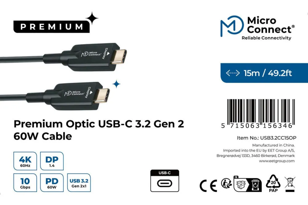 Microconnect USB3.2CC15OP USB C to USB C (15 m) USB Kablosu Thumbnail 4