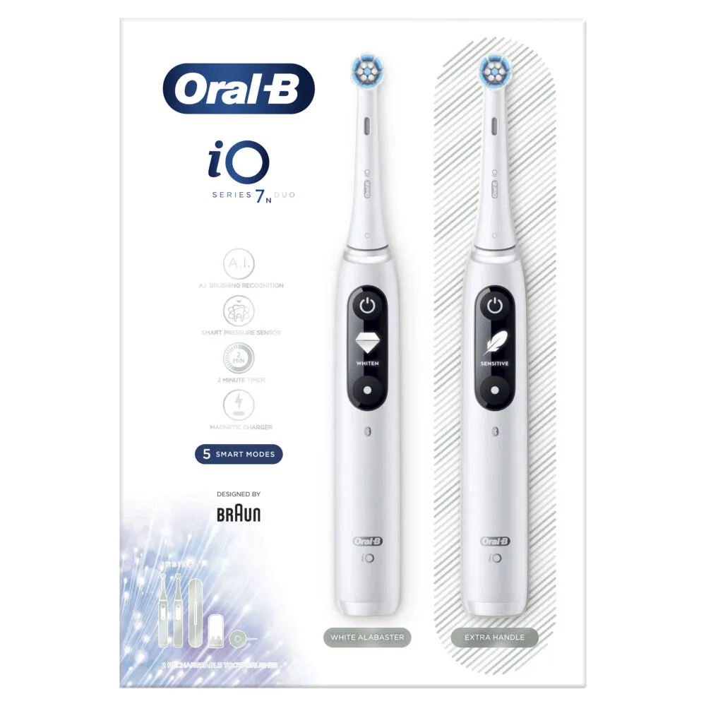 Oral-B iO Series 7n Duo Yetişkin Titreşimli diş fırçası Beyaz Thumbnail 1