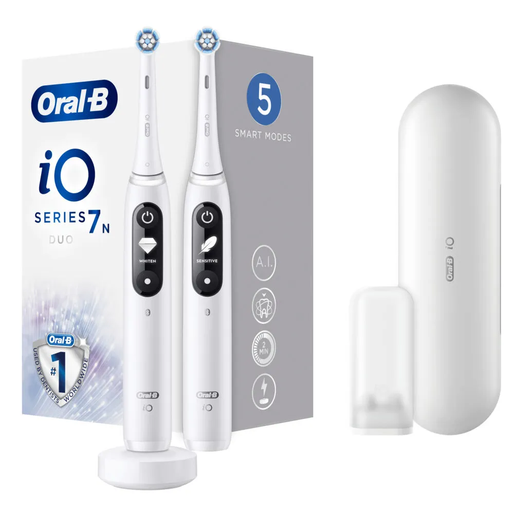 Oral-B iO Series 7n Duo Yetişkin Titreşimli diş fırçası Beyaz Thumbnail 3