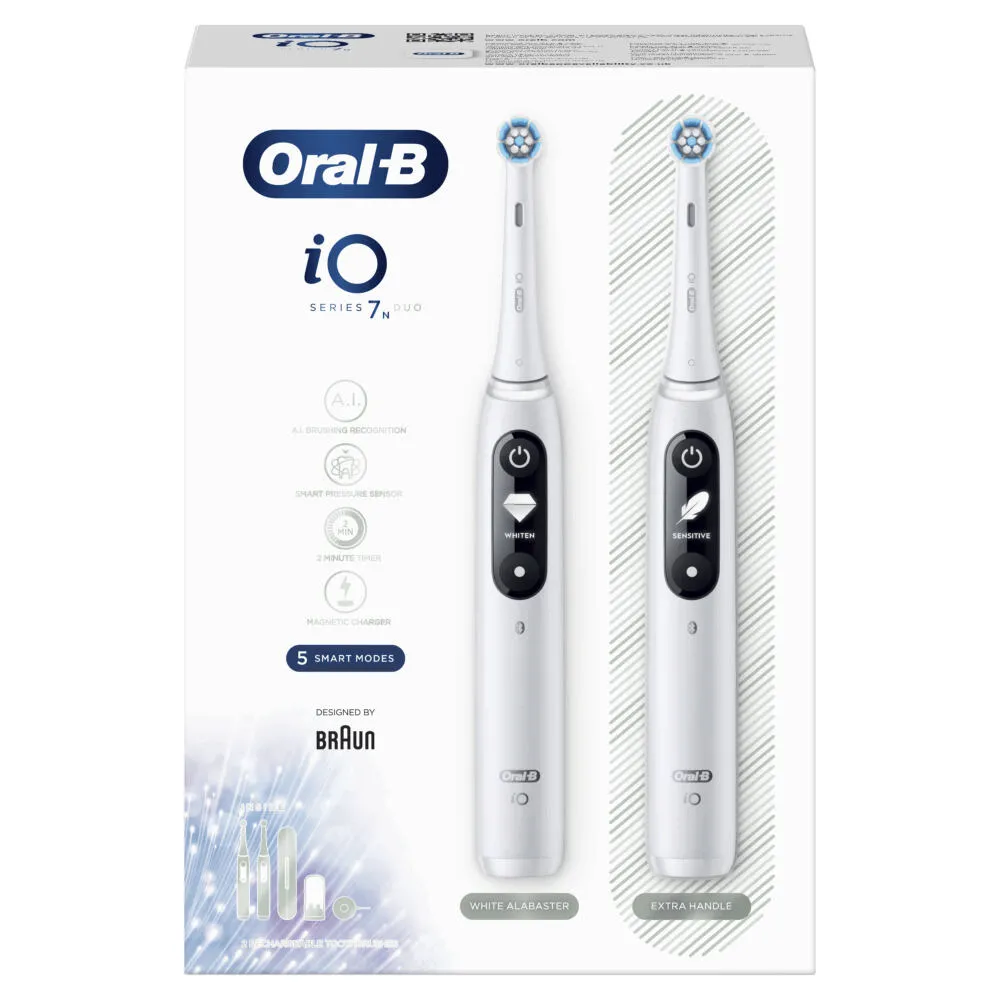Oral-B iO Series 7n Duo Yetişkin Titreşimli diş fırçası Beyaz Thumbnail 2