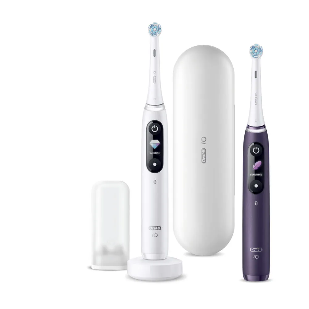 Oral-B iO Series 8 Duo Yetişkin Titreşimli diş fırçası Siyah, Beyaz Şarjlı Diş Fırçaları