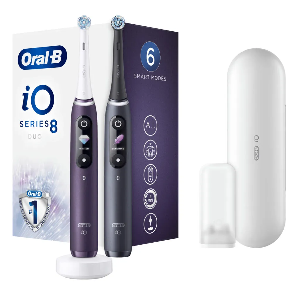 Oral-B iO Series 8 Duo Yetişkin Titreşimli diş fırçası Siyah Thumbnail 4