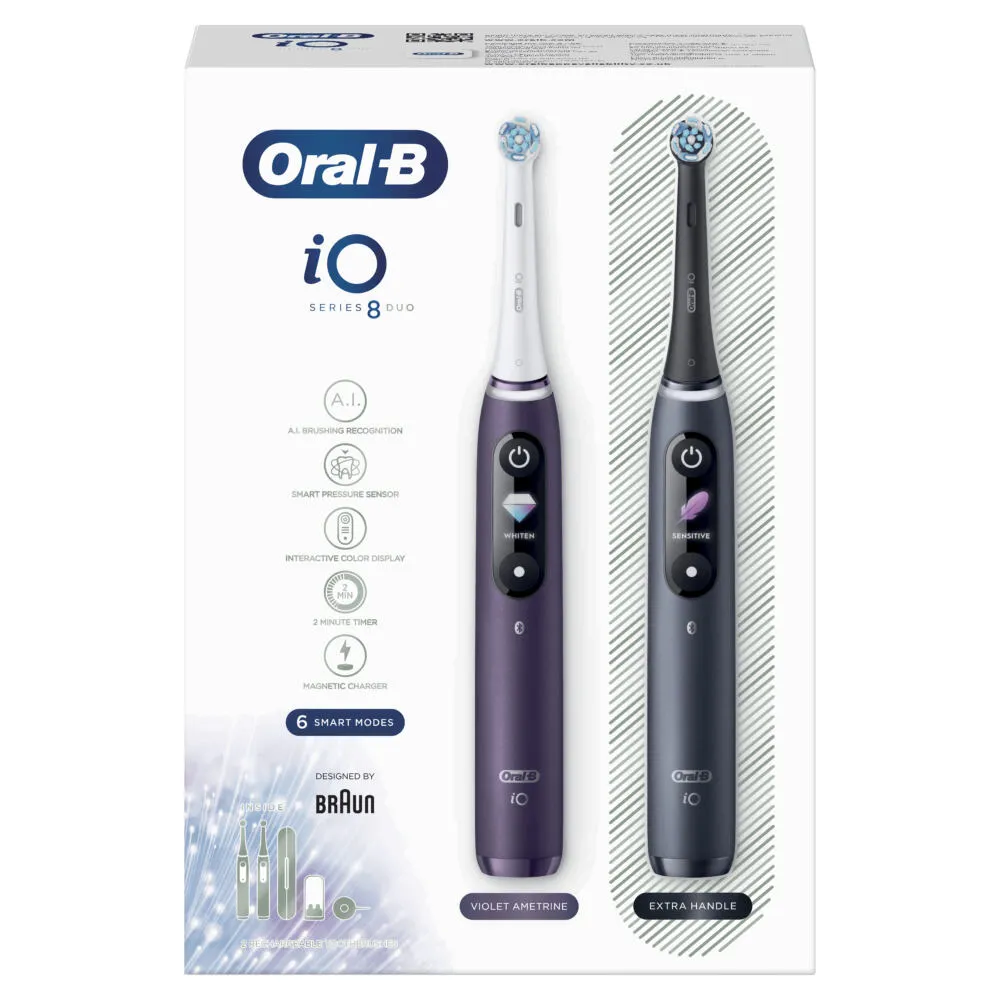Oral-B iO Series 8 Duo Yetişkin Titreşimli diş fırçası Siyah Thumbnail 3