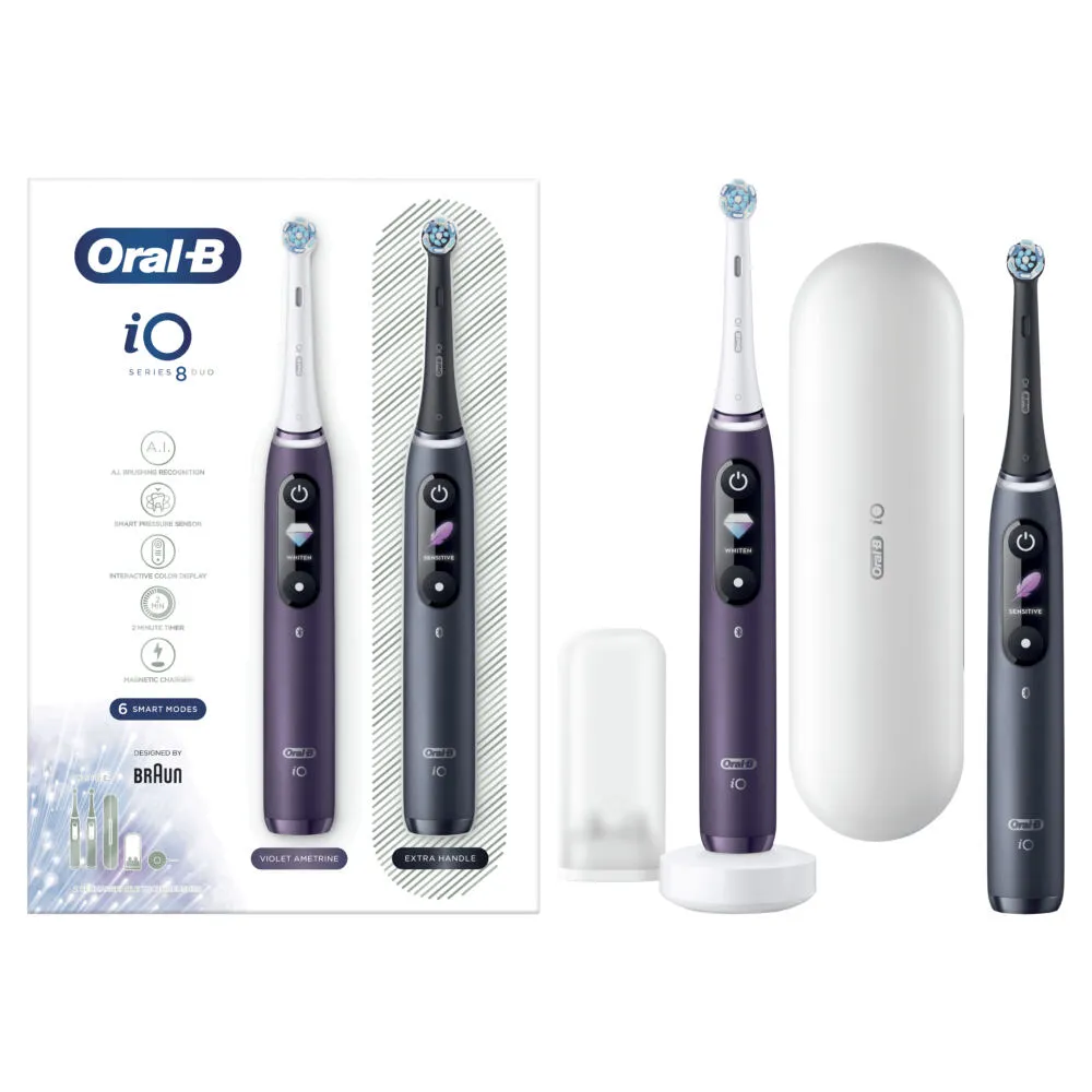 Oral-B iO Series 8 Duo Yetişkin Titreşimli diş fırçası Siyah Thumbnail 1