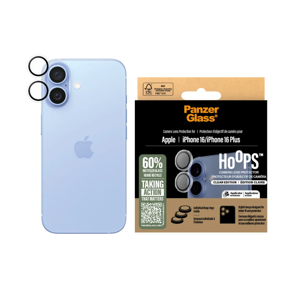 PanzerGlass® Hoops® Transparent Camera Lens Protector iPhone 16 | 16 Plus 1285CA Thumbnail 2