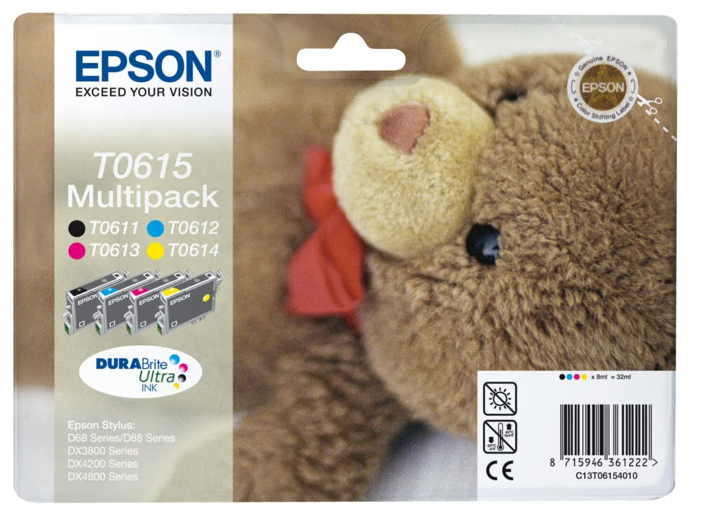 Epson Multipack 4-Coulered T0615 DURABrite Ultra Ink C13T06154020 Thumbnail 2