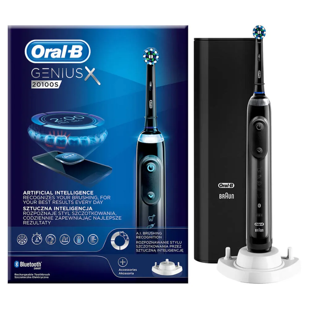 Oral-B Genius X 20100S Yetişkin Döner diş fırçası Siyah Şarjlı Diş Fırçaları