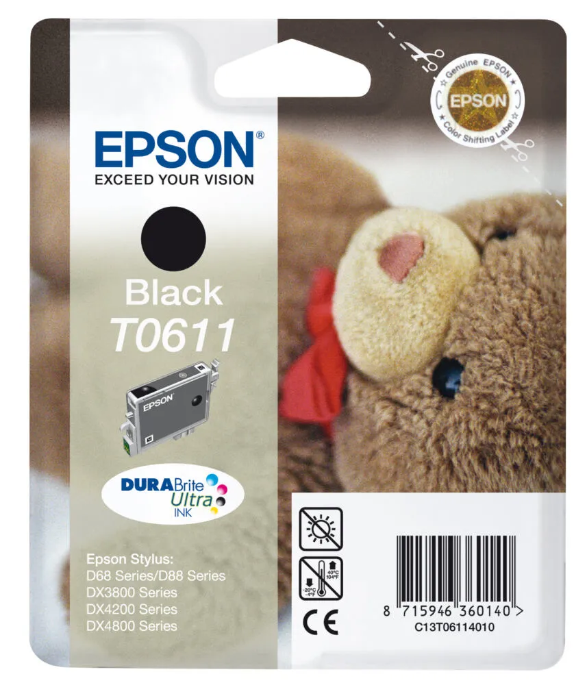 Epson Tekli paket Black T0611 DURABrite Ultra Ink C13T06114020 Thumbnail 1