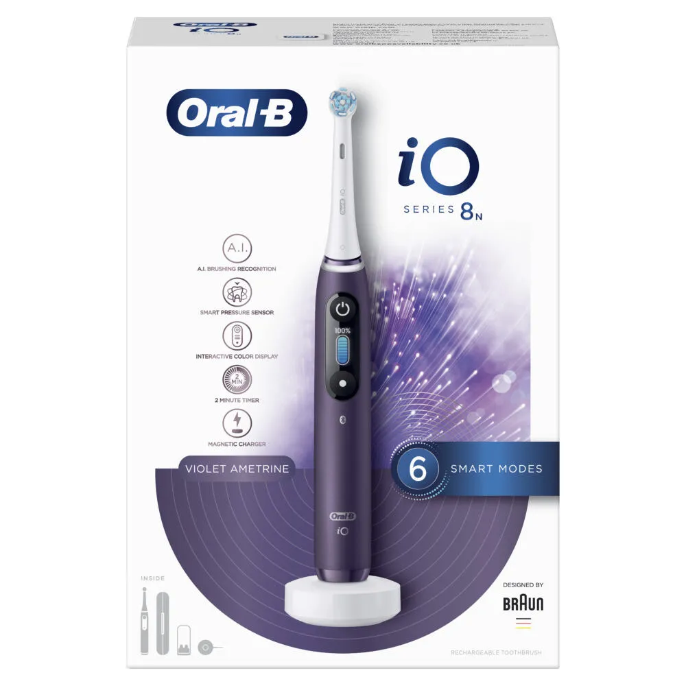 Oral-B iO 8n Yetişkin Titreşimli diş fırçası Mor, Beyaz Thumbnail 2