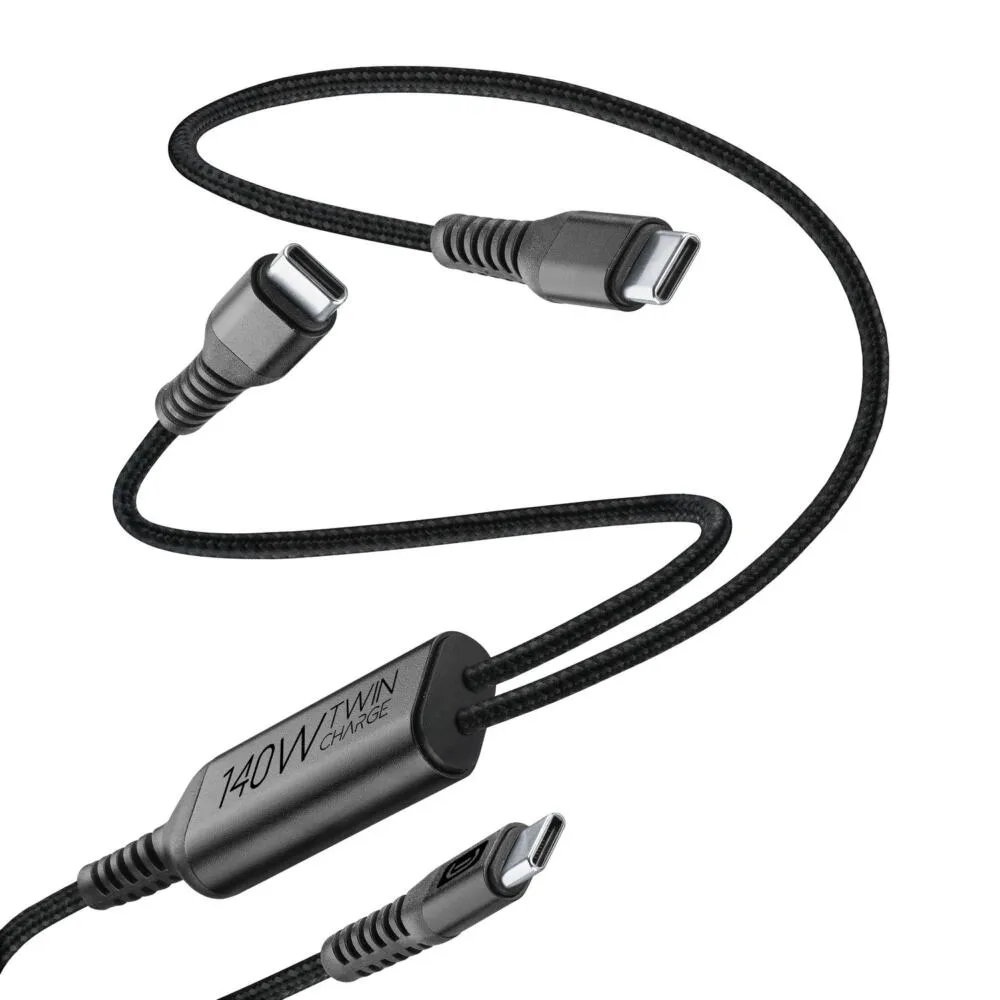 Cellularline USBDATATWINC2C15MK USB kablo 1,5 m USB C 2 x USB C Siyah Thumbnail 2