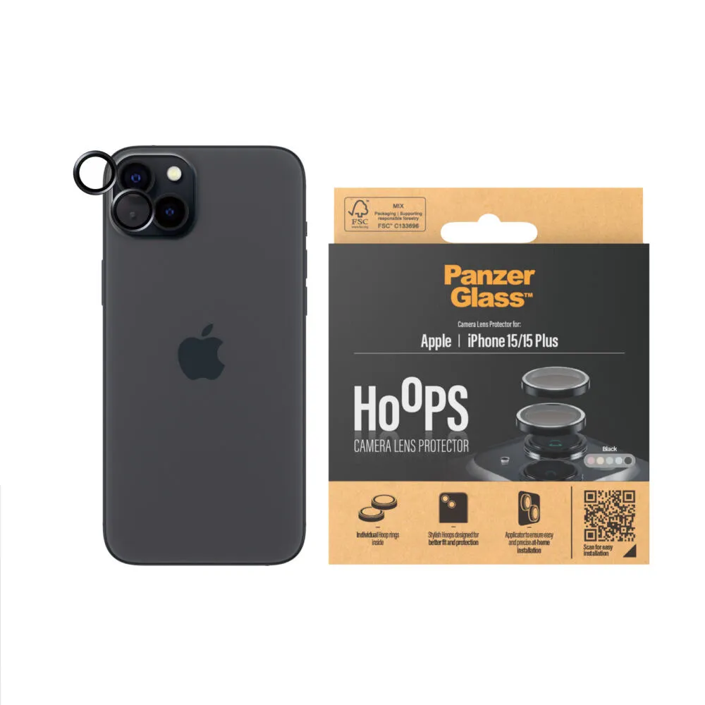 PanzerGlass® Hoops® Camera Lens Protector Black iPhone 15 | 15 Plus 1138 Thumbnail 1