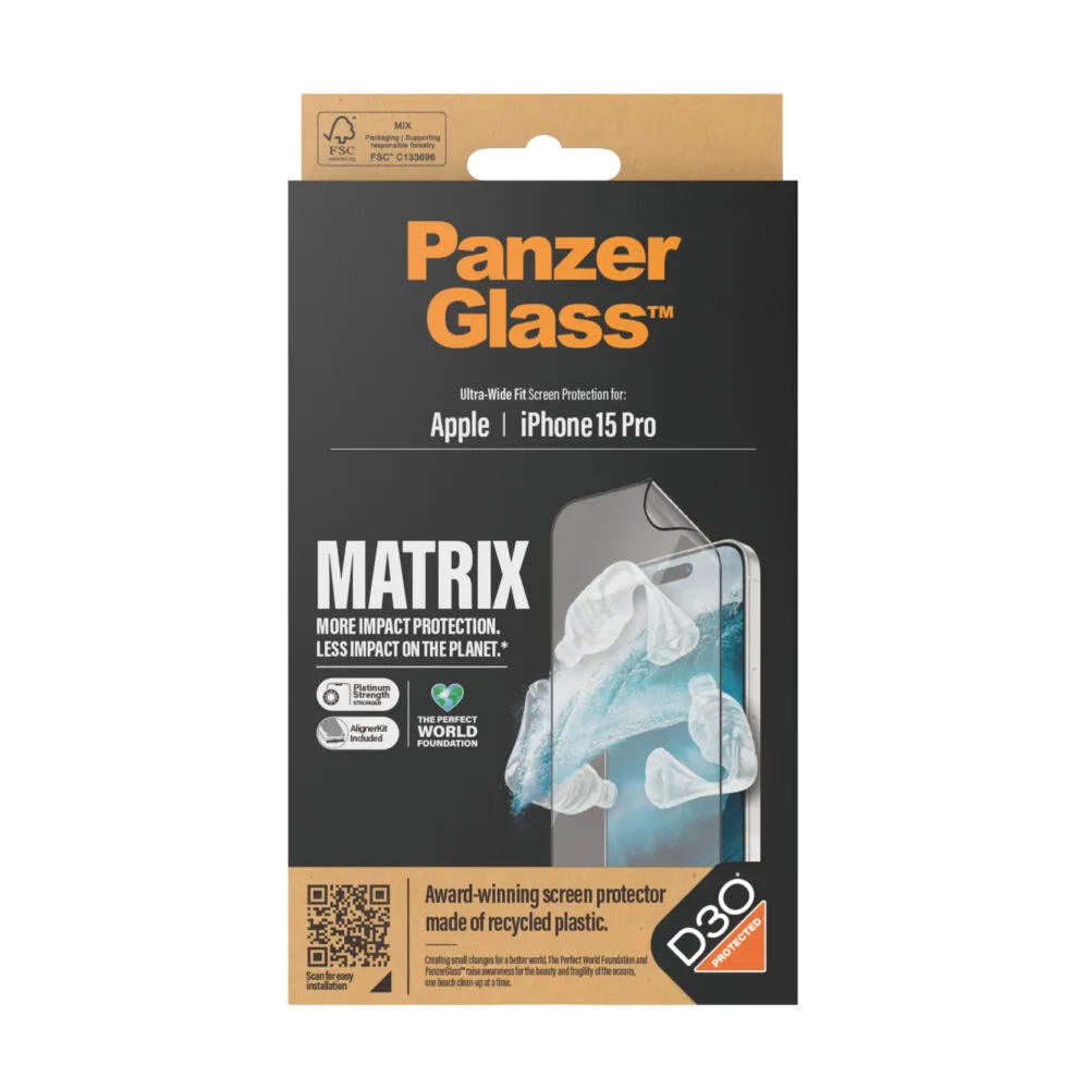 PanzerGlass® ECO MATRIX Screen Protector with D3O® iPhone 15 Pro | Ultra-Wide Fit w. AlignerKit 2818 Thumbnail 4