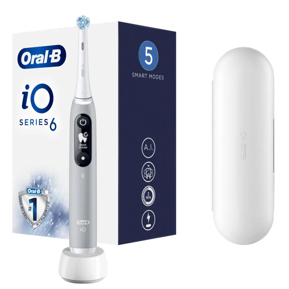 Oral-B iO 80351524 elektrikli diş fırçası Yetişkin Titreşimli diş fırçası Gri Şarjlı Diş Fırçaları