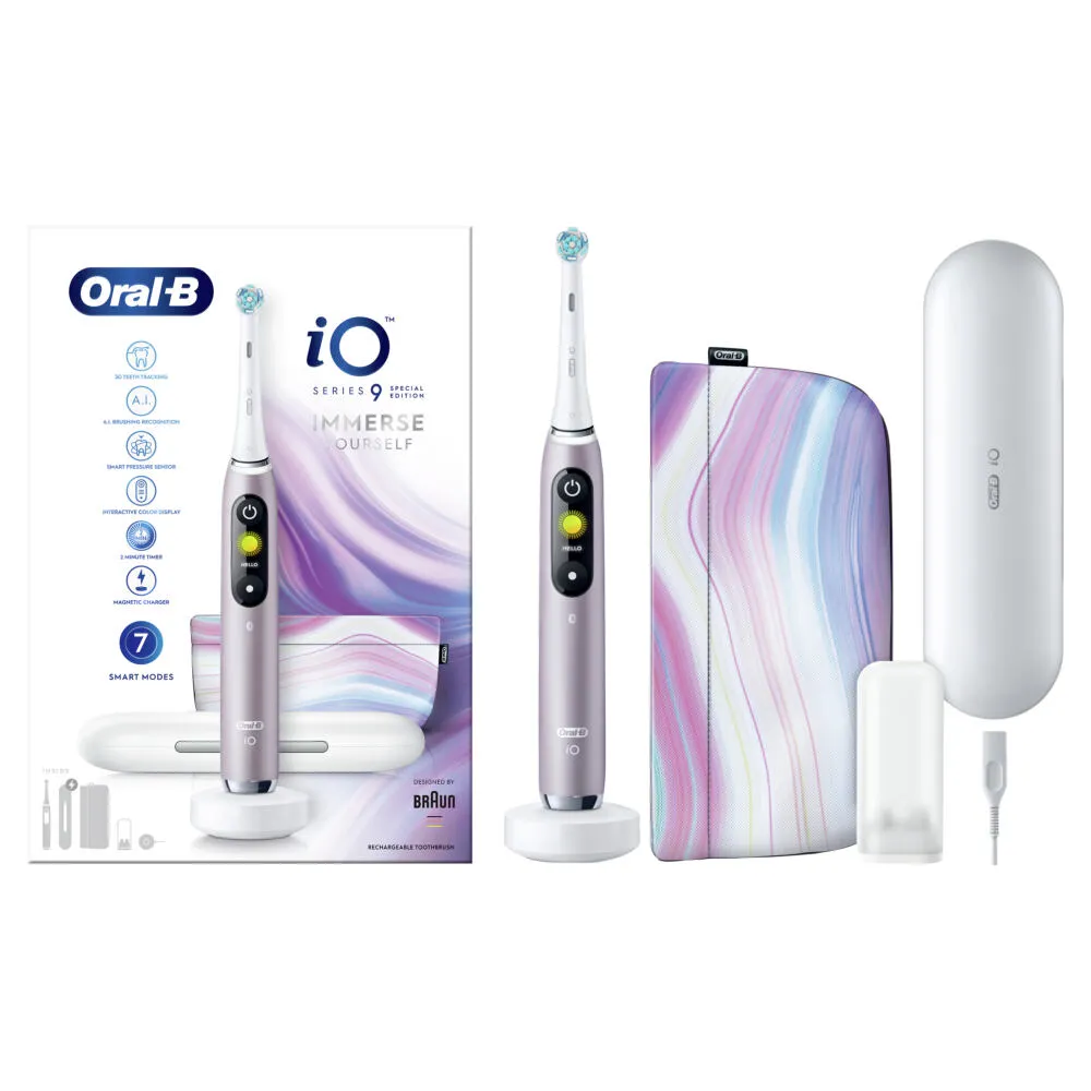 Oral-B iO 80360563 elektrikli diş fırçası Yetişkin Döner-titreşimli diş fırçası Mor, Beyaz Şarjlı Diş Fırçaları