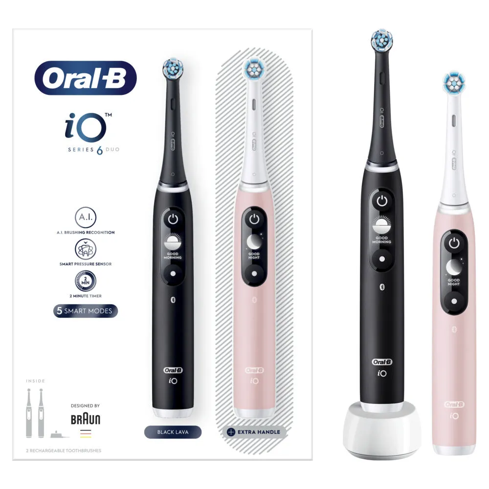 Oral-B iO 80363730 elektrikli diş fırçası Yetişkin Titreşimli diş fırçası Siyah, Pembe Şarjlı Diş Fırçaları