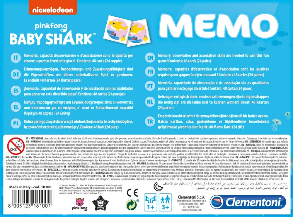 Clementoni Mémo - Baby Shark 18100 Thumbnail 4