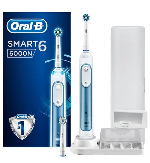 Oral-B SmartSeries Smart 6 6000N Yetişkin Döner diş fırçası Mavi, Beyaz Şarjlı Diş Fırçaları