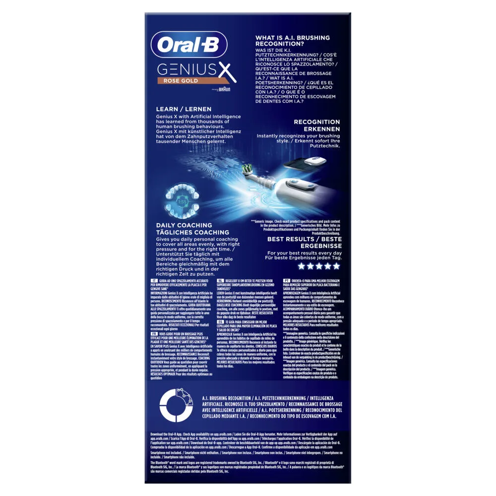 Oral-B Genius X 80354127 elektrikli diş fırçası Yetişkin Titreşimli diş fırçası Pembe altın, Beyaz Şarjlı Diş Fırçaları