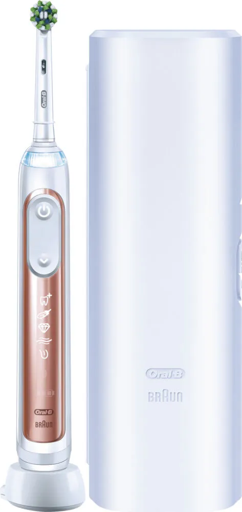 Oral-B Genius X 80354129 elektrikli diş fırçası Yetişkin Titreşimli diş fırçası Pembe altın, Beyaz Şarjlı Diş Fırçaları