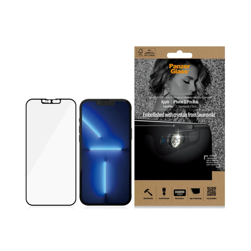 PanzerGlass® CamSlider® Screen Protector iPhone 13 Pro Max - Embellished w. crystals from Swarovski® | Edge-to-Edge 2752 Thumbnail 6