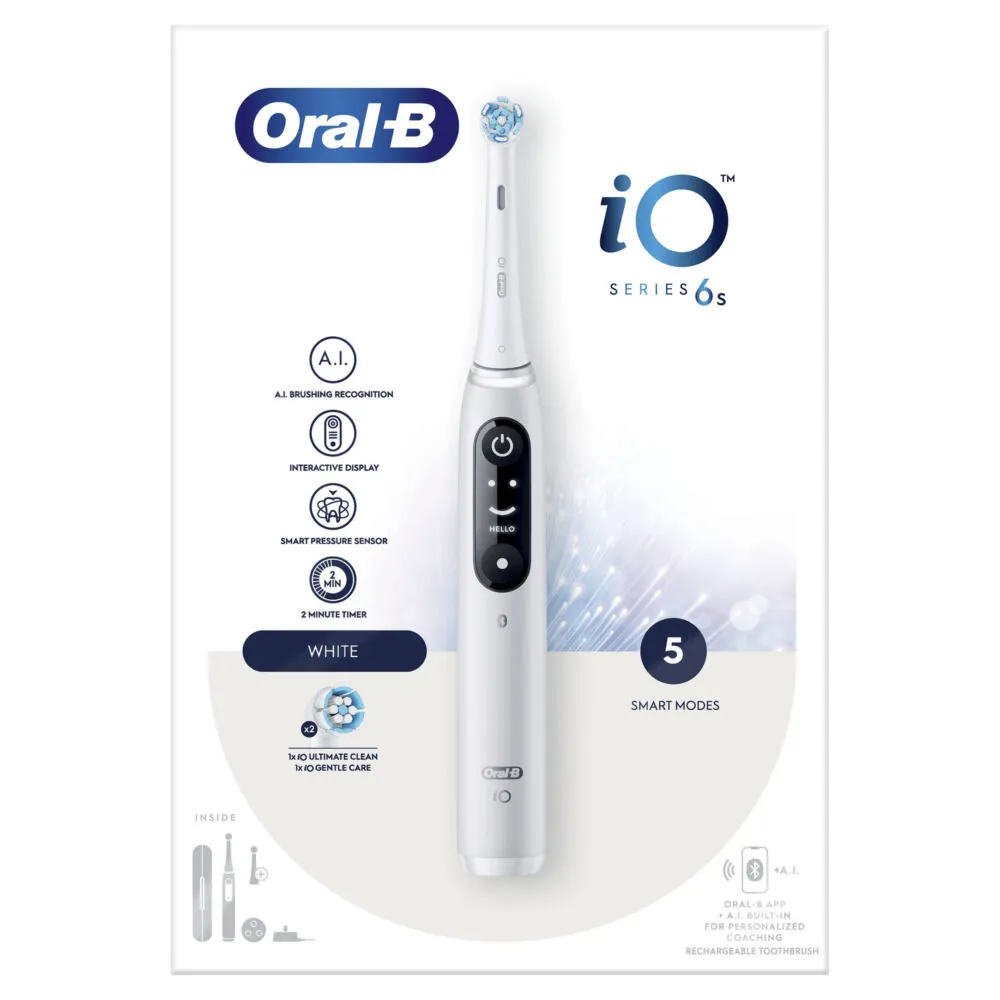 Oral-B iO 6 Yetişkin Titreşimli diş fırçası Beyaz Şarjlı Diş Fırçaları