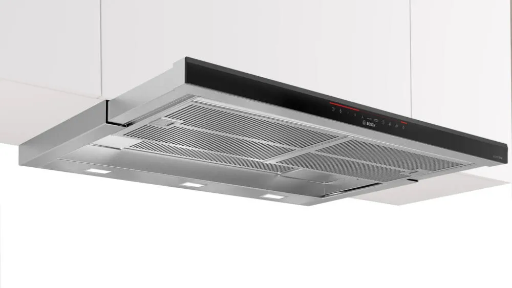 Bosch Serie 8 DFS098K54 ocak bacası Yarı yerleşik (dışa çekmeli) Paslanmaz çelik 412 m³/Saat Thumbnail 1