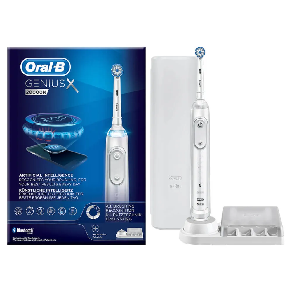 Oral-B Genius X 20000N Yetişkin Sonic diş fırçası Beyaz Şarjlı Diş Fırçaları