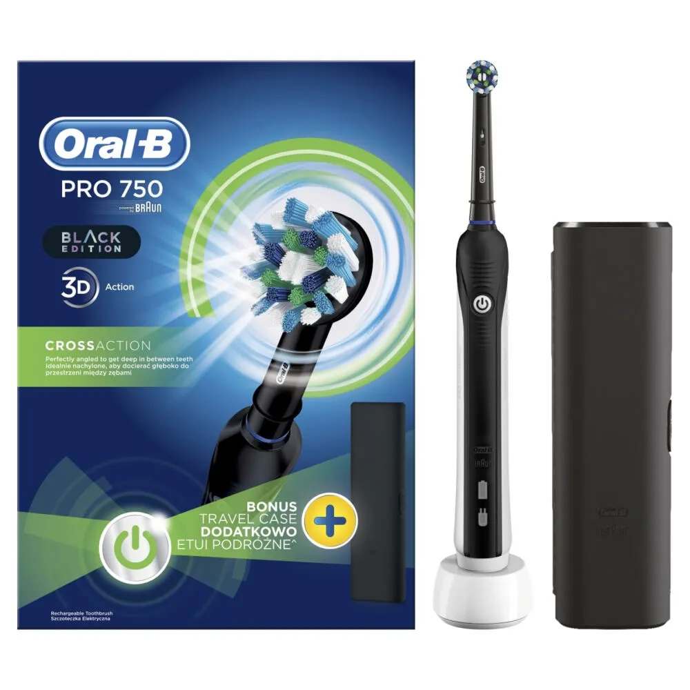 Oral-B PRO 750 CrossAction Yetişkin Siyah, Beyaz Şarjlı Diş Fırçaları