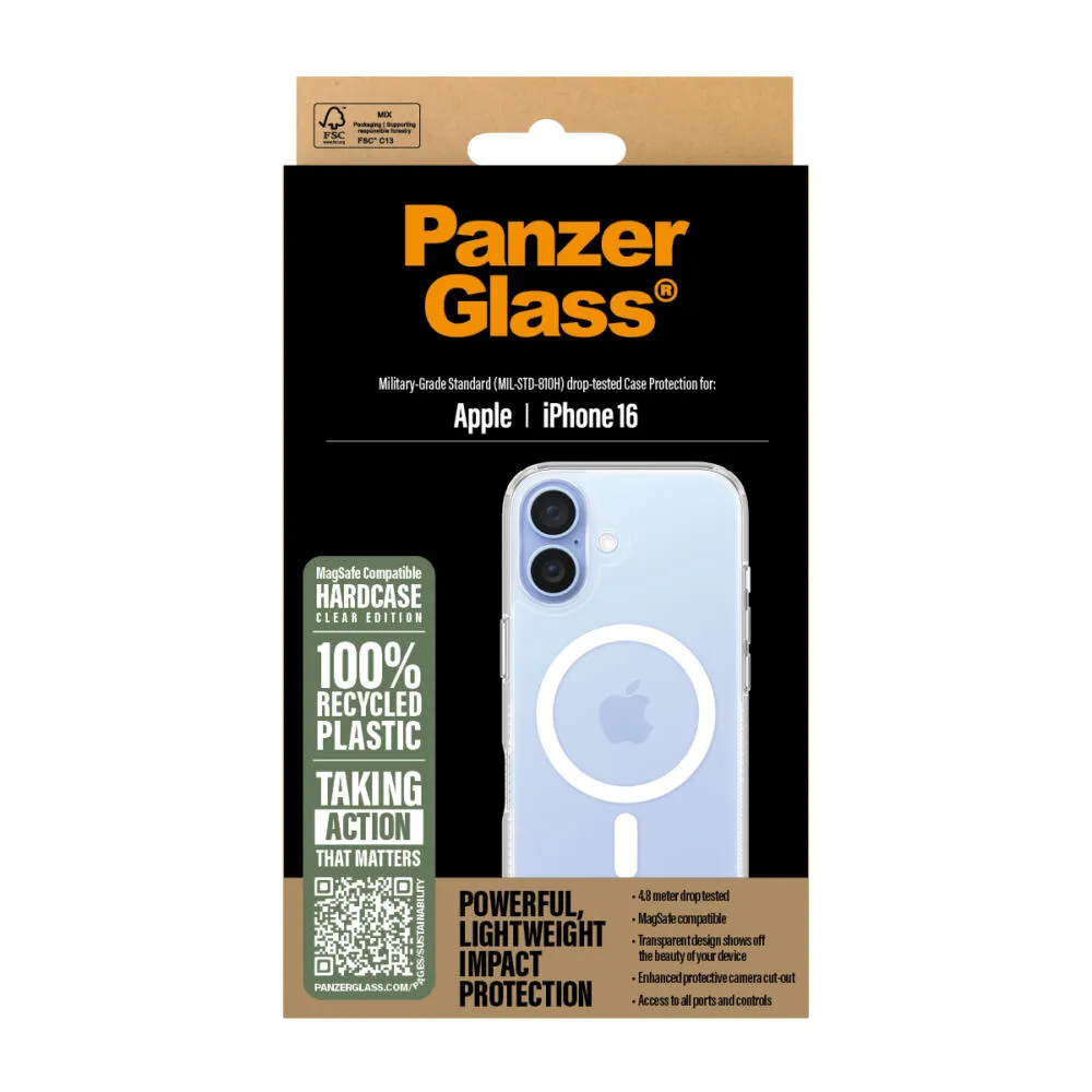 PanzerGlass® HardCase Transparent w. White MagSafe iPhone 16 1291 Thumbnail 4