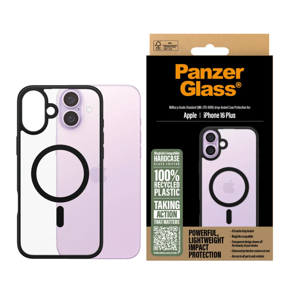 PanzerGlass® HardCase Transparent w. Black MagSafe & Frame iPhone 16 Plus 1303 Thumbnail 2