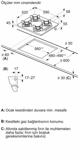 Bosch POP6C2P30O Ocaklı fırın Beyaz Thumbnail 1