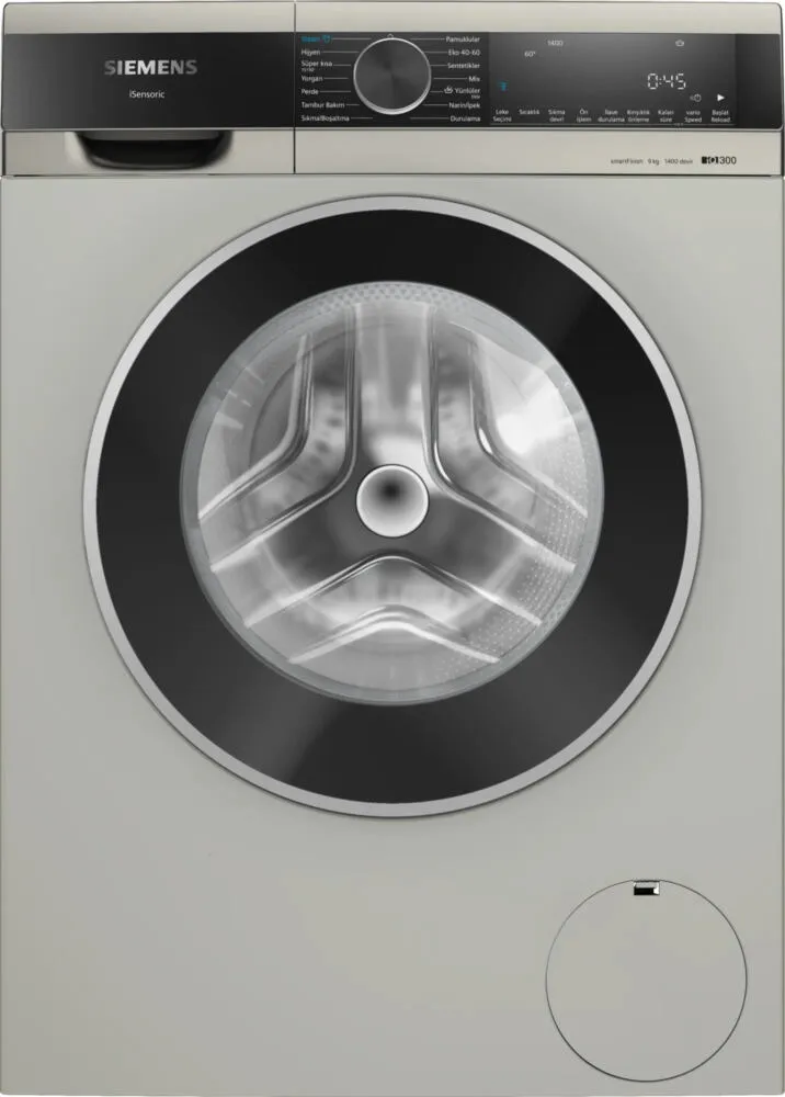 Siemens iQ300 WG44A2ZXTR çamaşır makinesi Önden yüklemeli 9 kg 1400 RPM Gümüş Çamaşır Makineleri