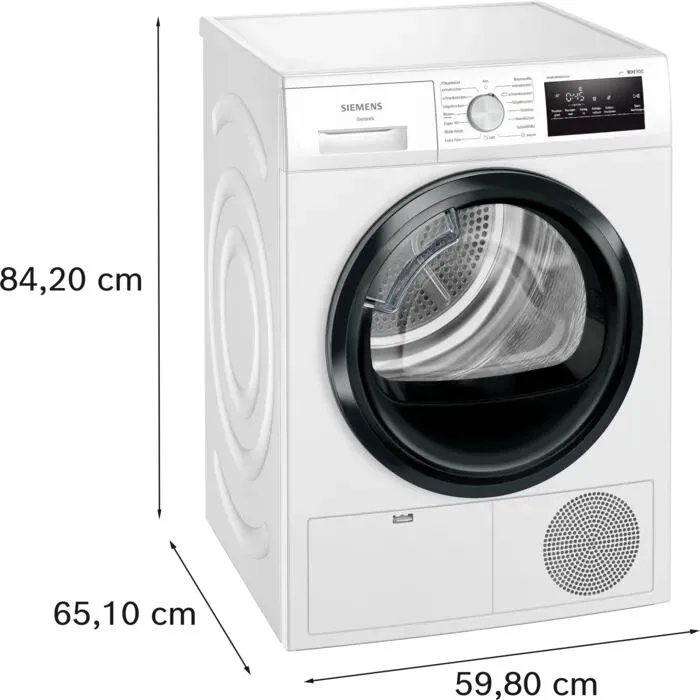 Siemens iQ300 WT45HVU5AT kurutucu Solo Önden yüklemeli 8 kg Beyaz Thumbnail 5