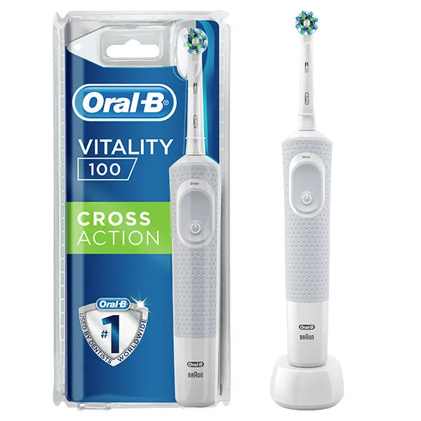Oral-B Vitality D100 Cross Action Yetişkin Döner-titreşimli diş fırçası Gri, Beyaz Şarjlı Diş Fırçaları