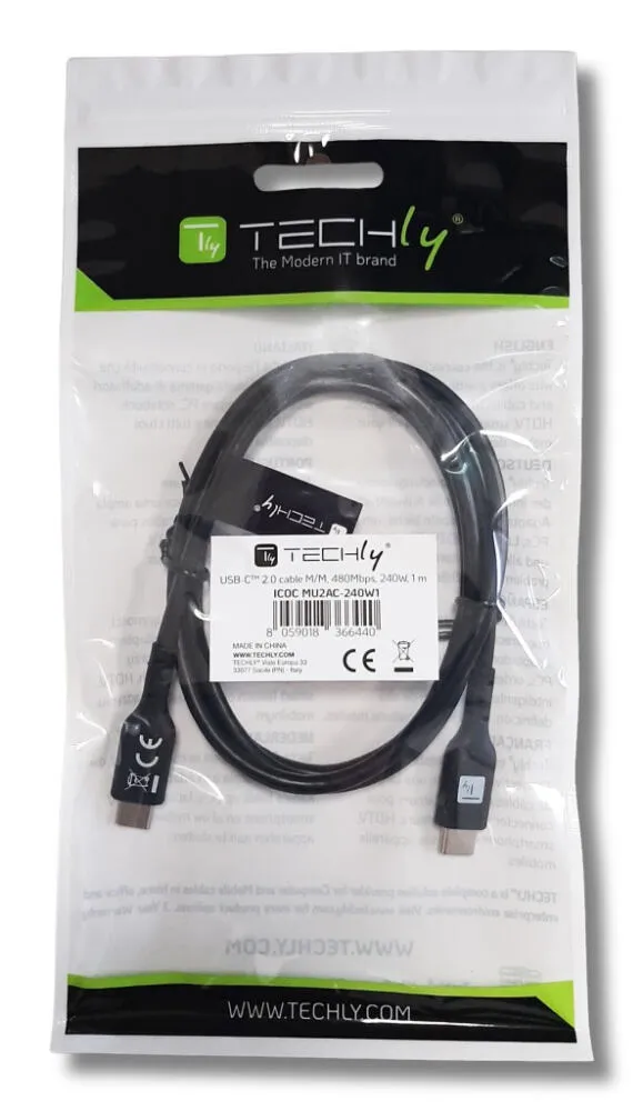 Techly ICOC MU2AC-240W1 USB C to USB C (1 m) USB Kablosu Thumbnail 6