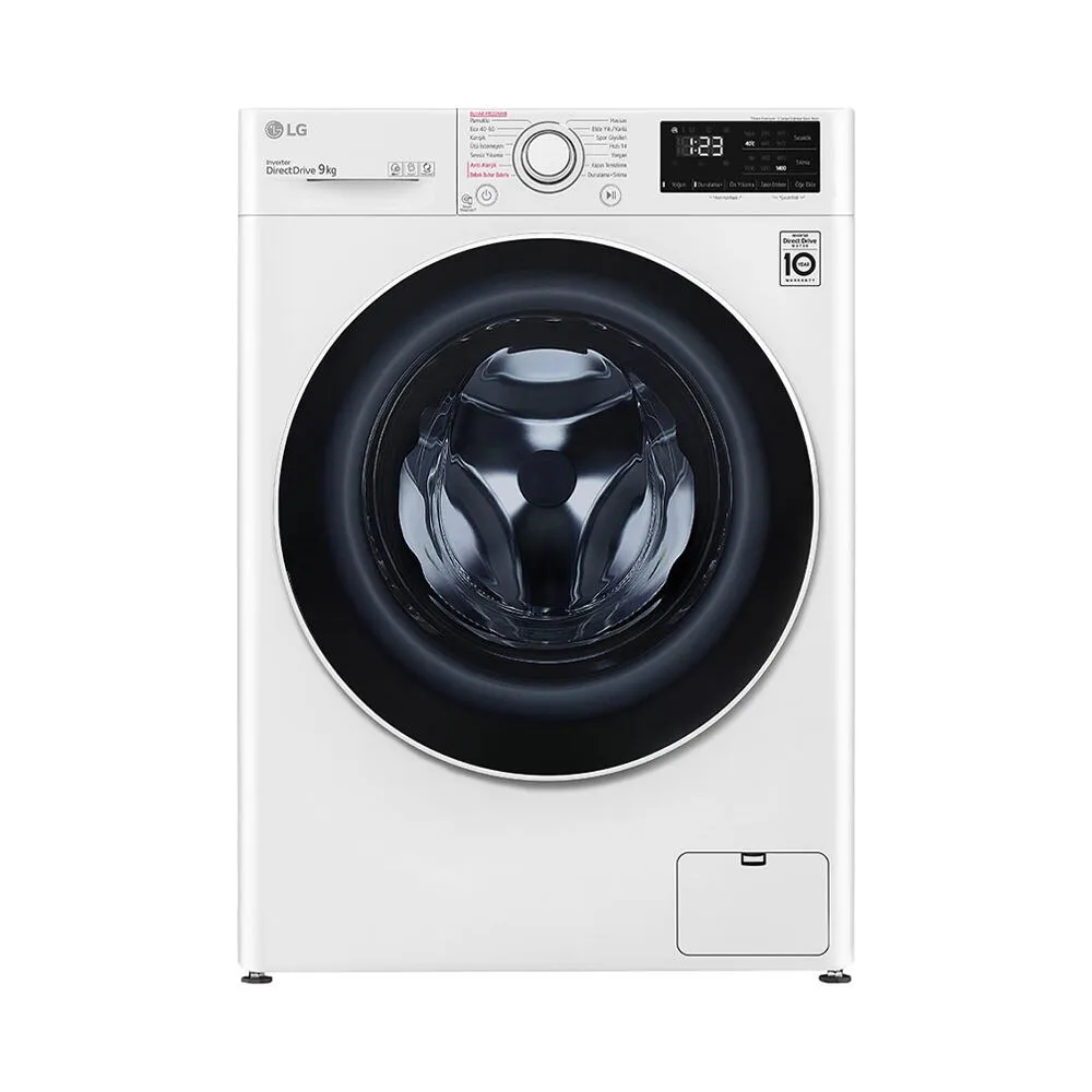 LG F4V3VYW0WE çamaşır makinesi Önden yüklemeli 9 kg 1400 RPM Beyaz Çamaşır Makineleri