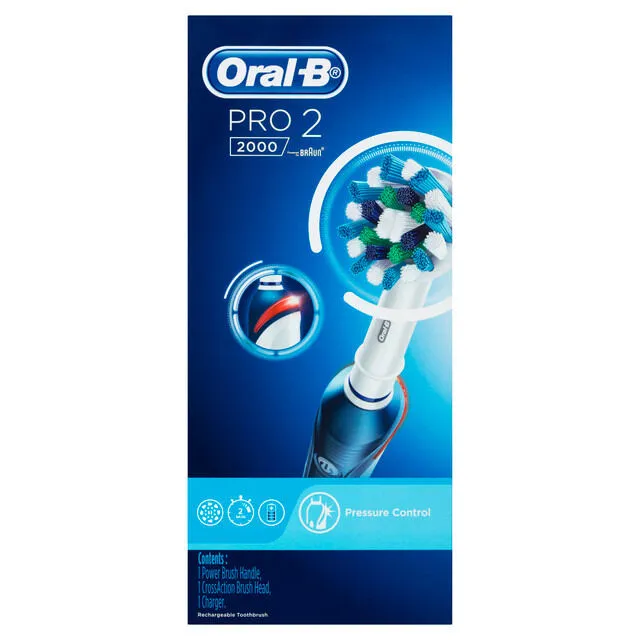 Oral-B PRO 2000 BLUE elektrikli diş fırçası Yetişkin Döner diş fırçası Mavi, Beyaz Thumbnail 1