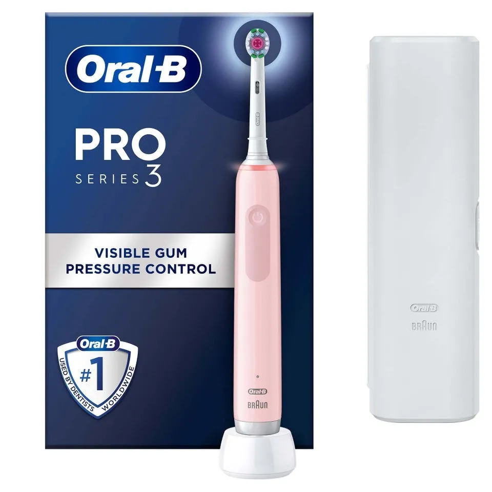 Oral-B Pro 3 3500 Yetişkin Döner-titreşimli diş fırçası Pembe, Beyaz Şarjlı Diş Fırçaları