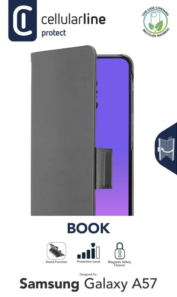 Cellularline BOOK3GALA57K Cep telefonu kılıfı 17 cm (6.7") Klasör Siyah Telefon Aksesu