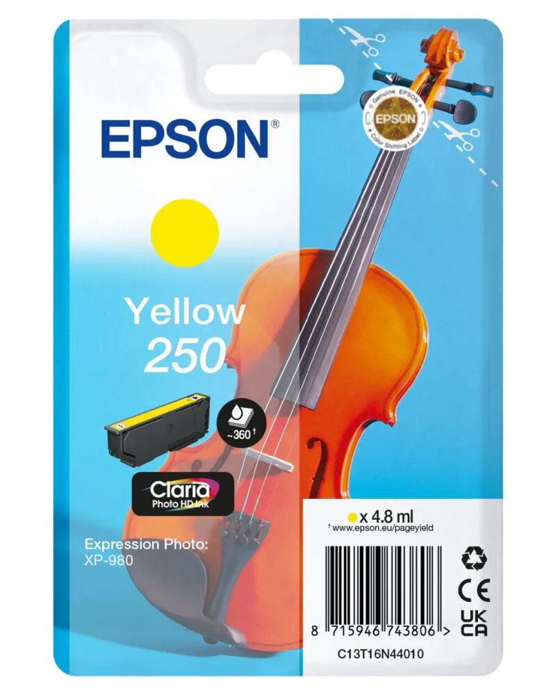 Epson 250 Violin Claria Photo HD mürekkep kartuşu 1 adet Orijinal Sarı