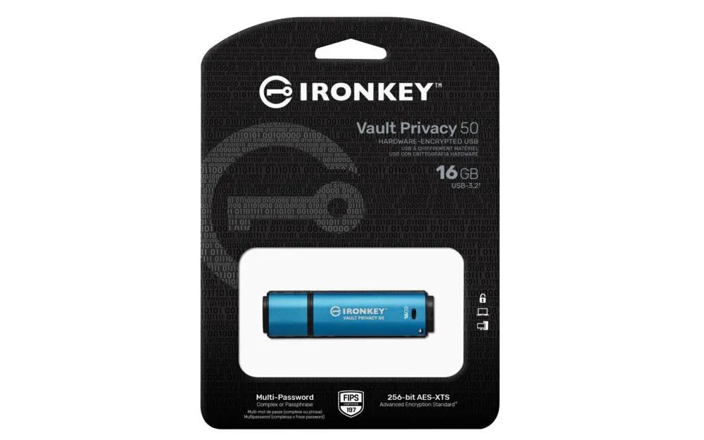 Kingston Technology IronKey Vault Privacy 50 IKVP50/16GB 16 GB USB 3.2 250 MB/s Flash Bellek Thumbnail 4